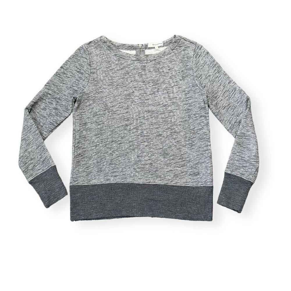 Madewell Sweater Women’s Size XS Crewneck Zip Up Back Minimalist Neutral Gray